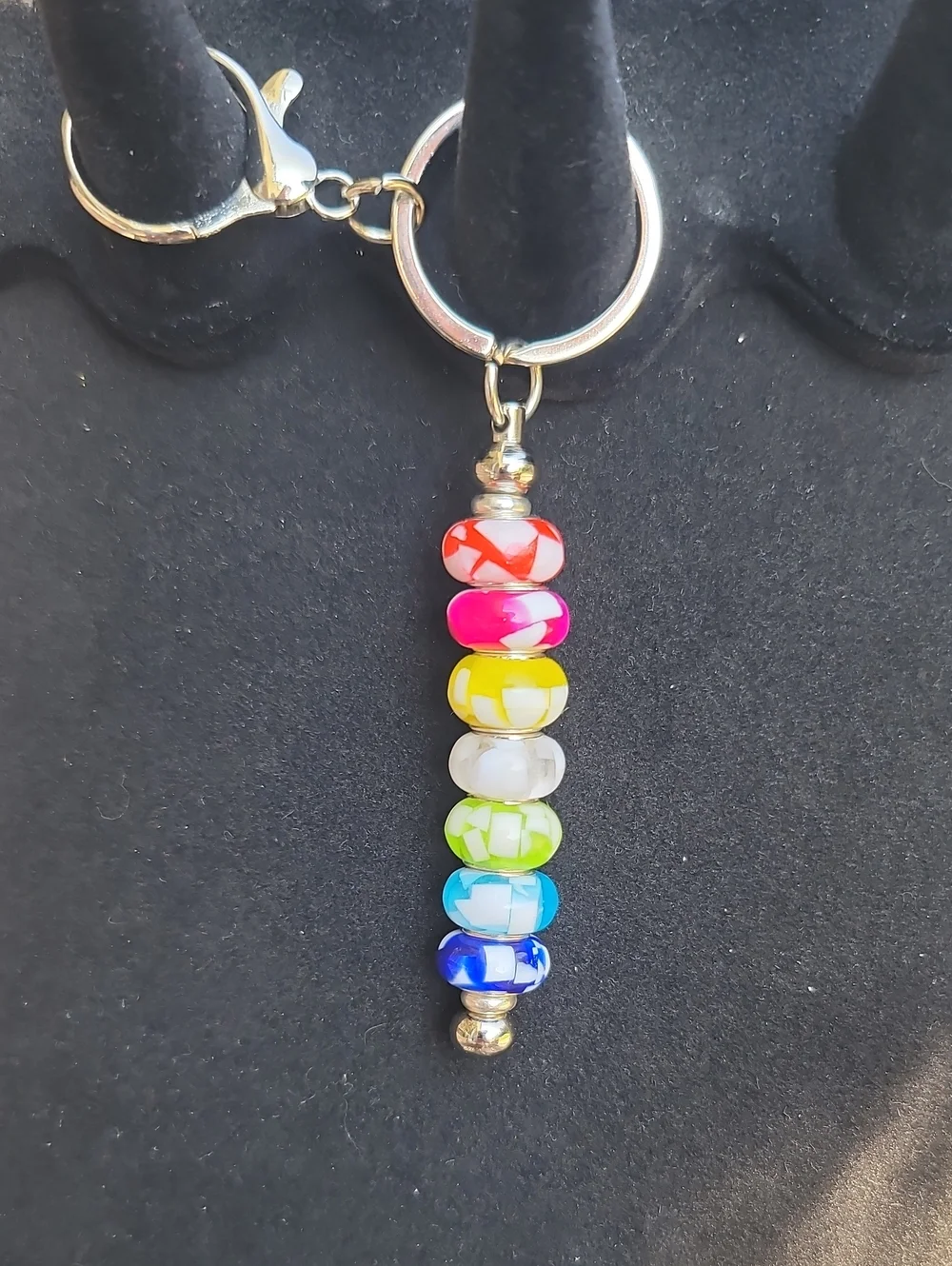 Colorful Stacked Bead Keychain - Rainbow